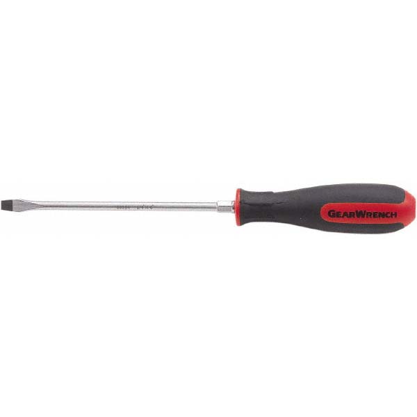 Slotted Screwdriver: 1/4" Width, 4.1" OAL, 1-1/2" Blade Length - 1-1/2" Blade Length, Round Shank, Acetate with Rubber Grip Handle