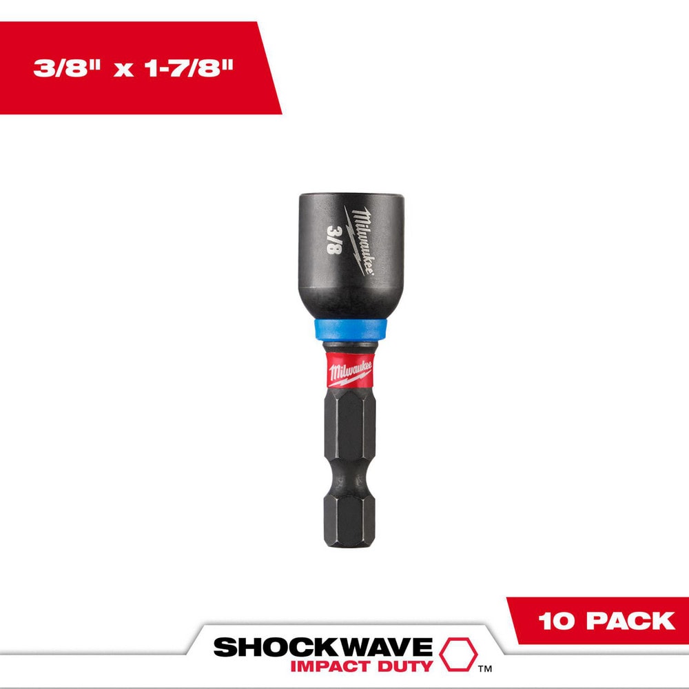 Milwaukee Tool 49-66-0505 Power & Impact Screwdriver Bit Sets; Bit Type: Impact Nut Driver ; Point Type: Hex ; Drive Size: 3/8 ; Overall Length (Inch): 1-7/8 ; Hex Size Range (Inch): 1/4 ; Blade Width: 1/4 Image