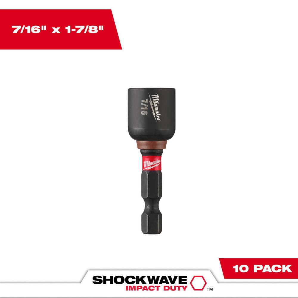 Milwaukee Tool 49-66-0506 Power & Impact Screwdriver Bit Sets; Bit Type: Impact Nut Driver ; Point Type: Hex ; Drive Size: 7/16 ; Overall Length (Inch): 1-7/8 ; Hex Size Range (Inch): 1/4 ; Blade Width: 1/4 Image