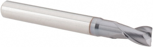 Corner Radius End Mill: 1/4" Dia, 9/32" LOC, 0.02" Radius, 2 Flutes, Solid Carbide
