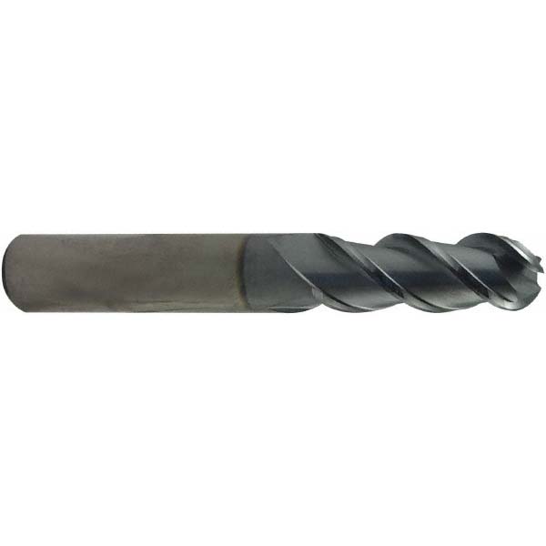 Ball End Mill: 0.125" Dia, 0.5" LOC, 3 Flute, Solid Carbide