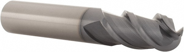 Ball End Mill: 0.5" Dia, 1" LOC, 3 Flute, Solid Carbide