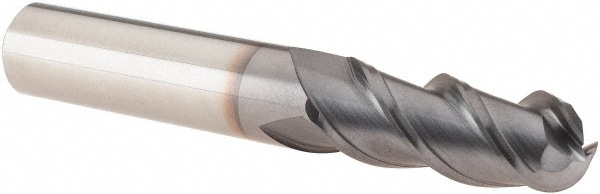 Ball End Mill: 0.375" Dia, 1" LOC, 3 Flute, Solid Carbide