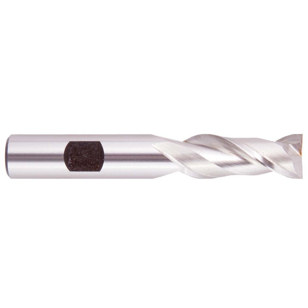 Square End Mill: 9/16'' Dia, 1-1/8'' LOC, 1/2'' Shank Dia, 3-3/8'' OAL, 2 Flutes, High Speed Steel