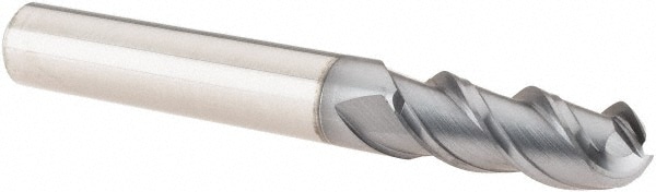 Ball End Mill: 0.3125" Dia, 0.8125" LOC, 3 Flute, Solid Carbide