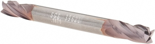 SGS 39621 Square End Mill: 3/16 Dia, 3/8 LOC, 3/16 Shank Dia, 2 OAL, 4 Flutes, Solid Carbide Image