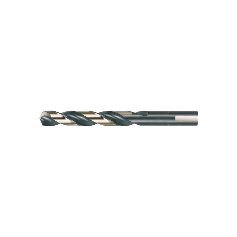 Mechanics Drill Bit: 13/32" Dia, 135 &deg; Point, High Speed Steel, Flat Shank, Split Point - Black, 4.38" OAL, Right Hand Cut, Series 1875R