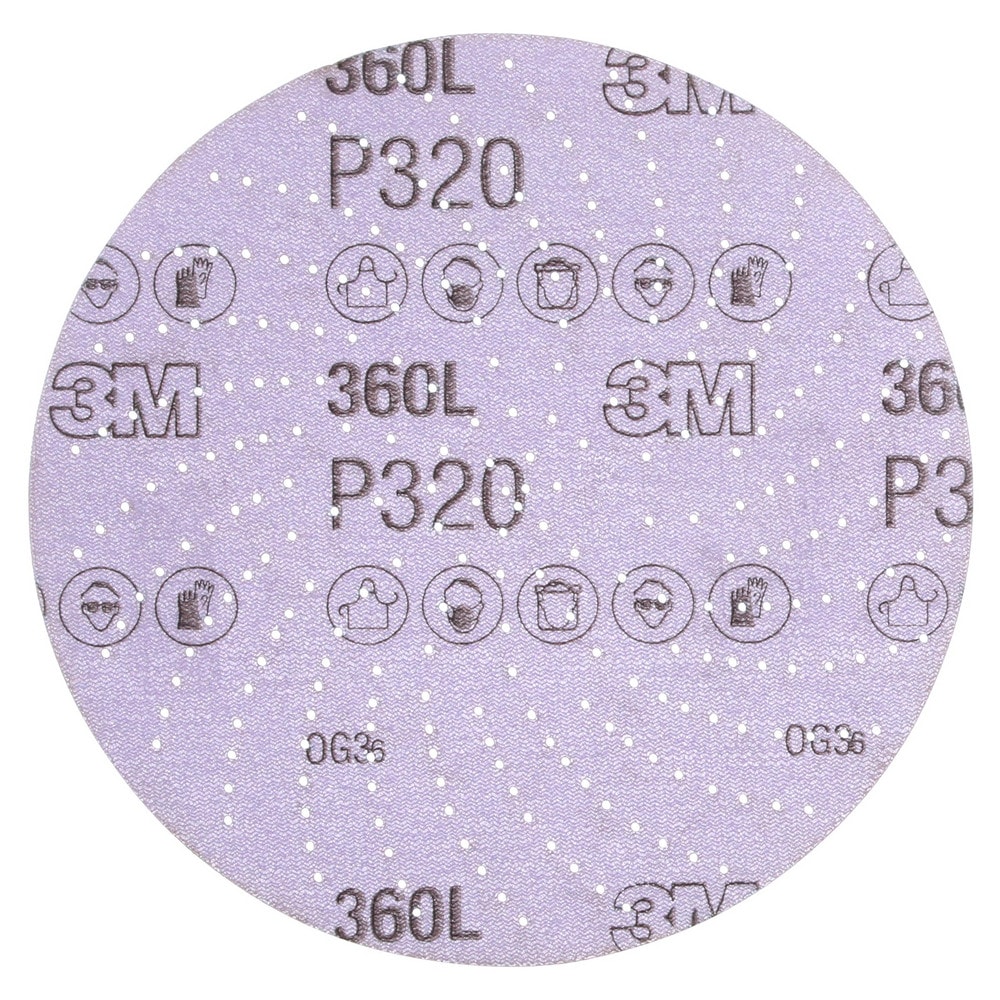 Hook & Loop Disc:  6" Dia,  320 Grit,  Aluminum Oxide