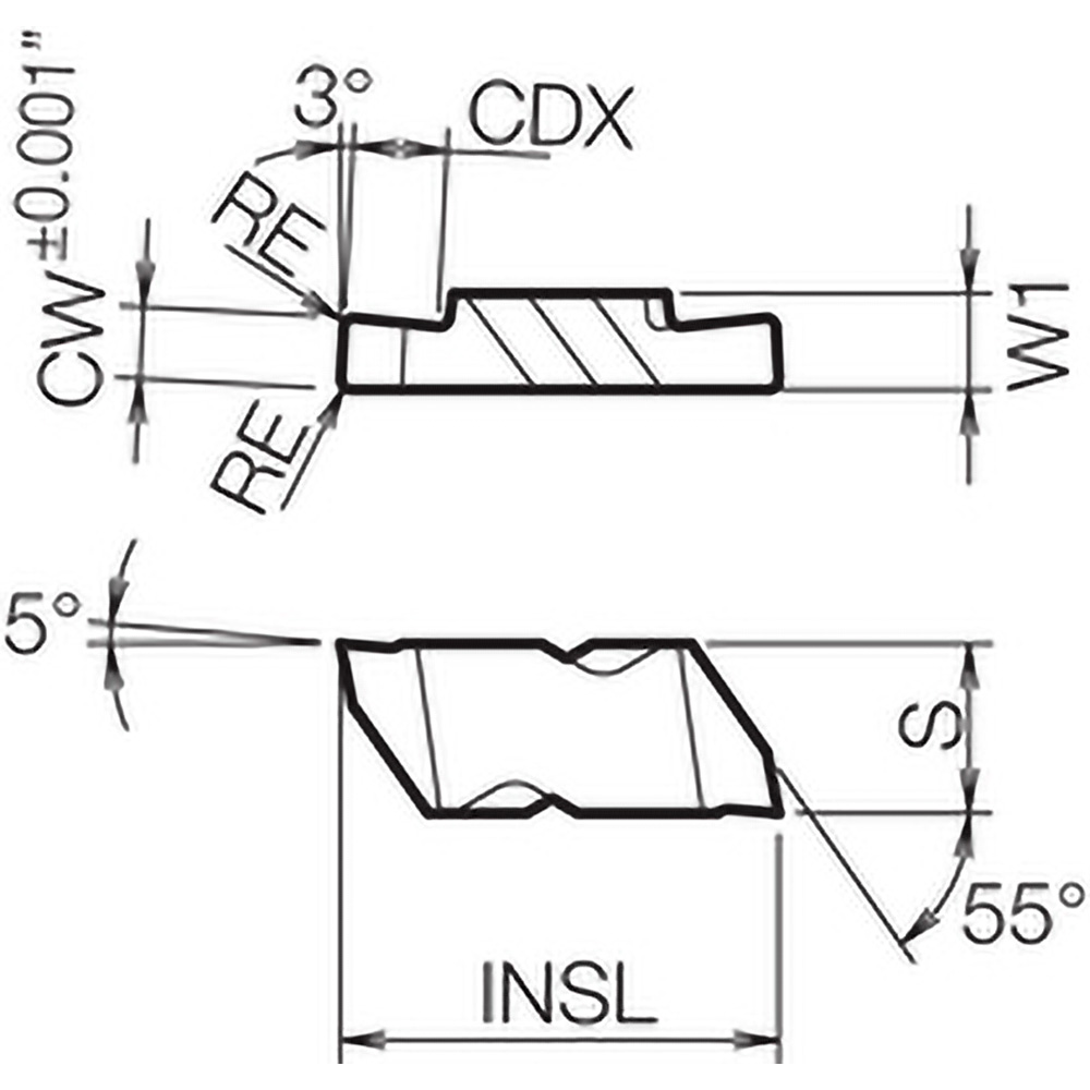 Kyocera Grooving Insert KCGP3105 PR930, Solid Carbide MSC