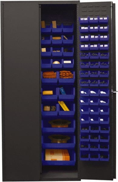 Bin Flush Door Lockable Storage & Welded Steel Storage Cabinet: 36" Wide, 24" Deep, 84" High