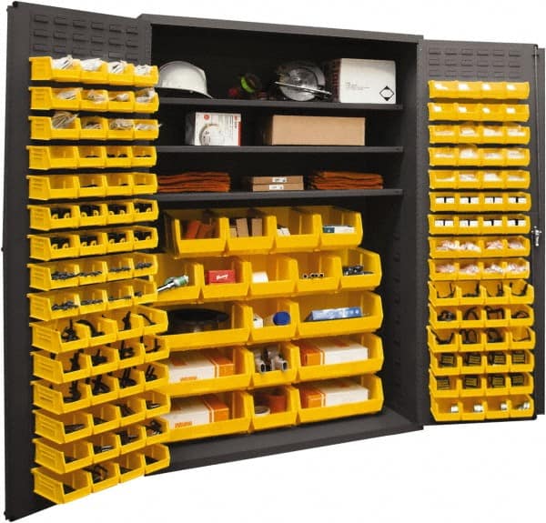 3 Shelf 138 Bin Storage Cabinet, Bolt Bin Storage Cabinet