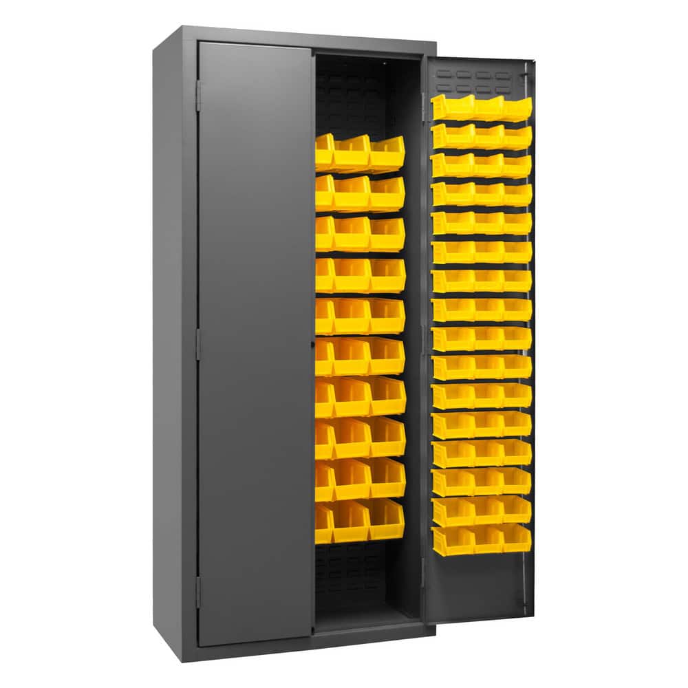 Bin Flush Door Lockable Storage & Welded Steel Storage Cabinet: 36" Wide, 18" Deep, 84" High