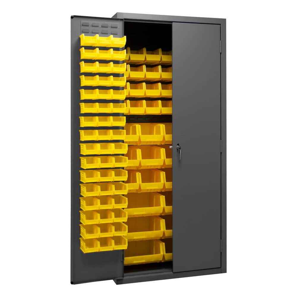Bin Flush Door Lockable Storage & Welded Steel Storage Cabinet: 36" Wide, 24" Deep, 84" High