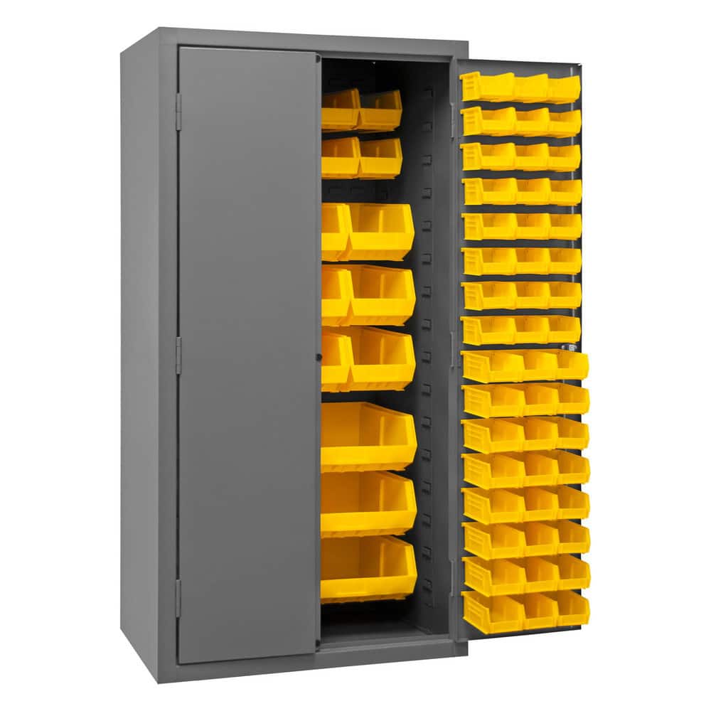Bin Flush Door Lockable Storage & Welded Steel Storage Cabinet: 36" Wide, 24" Deep, 72" High