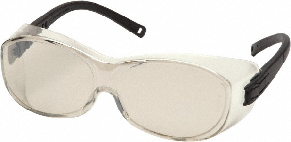 PYRAMEX Safety Glasses: Scratch-Resistant, Polycarbonate, Gray Lenses, Frameless - Clear Frame, Adjustable Temples, Series OTS, ANSI Z87+ & CE |