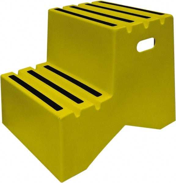Step Stand Stool: 2 Steps, Plastic, Yellow