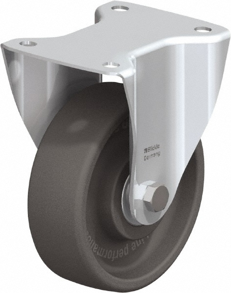 Blickle Rigid Top Plate Caster: Nylon, 770 lb, 6" Dia, 2" Wide, 7-1/2" OAH - 5-1/2 x 4-3/8" Plate, 4-1/8 Slotted to 3 x 3-1/8" Bolt Hole Pattern