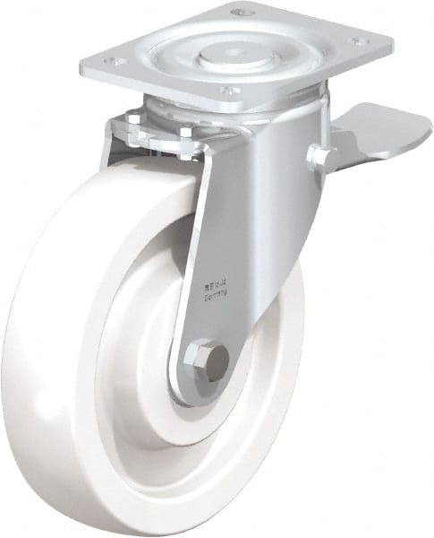 Swivel Top Plate Caster: Nylon, 8" Wheel Dia, 1-31/32" Wheel Width, 1,980 lb Capacity, 9-41/64" OAH