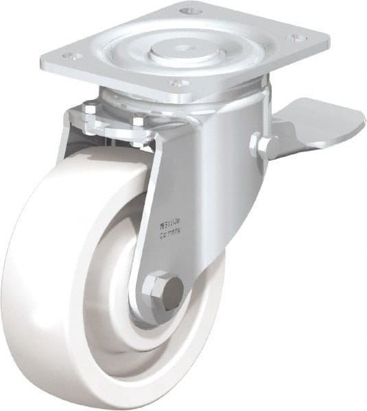 Swivel Top Plate Caster: Nylon, 6" Wheel Dia, 1-31/32" Wheel Width, 1,760 lb Capacity, 7-3/4" OAH