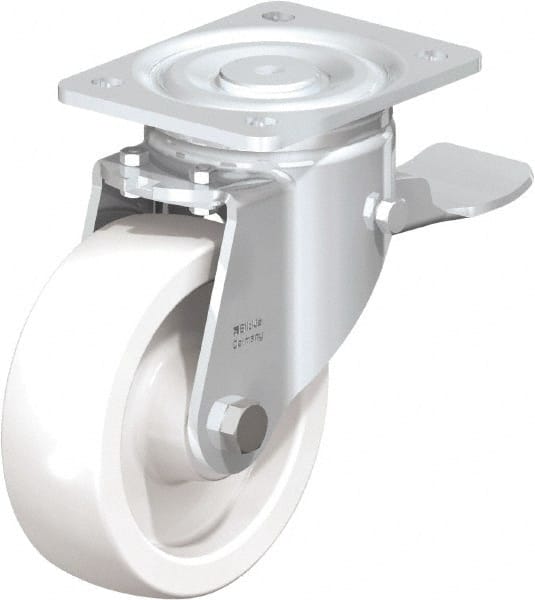 Swivel Top Plate Caster: Nylon, 6" Wheel Dia, 1-31/32" Wheel Width, 1,760 lb Capacity, 7-3/4" OAH