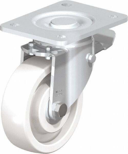 Swivel Top Plate Caster: Nylon, 5" Wheel Dia, 1-29/64" Wheel Width, 1,540 lb Capacity, 6-1/2" OAH