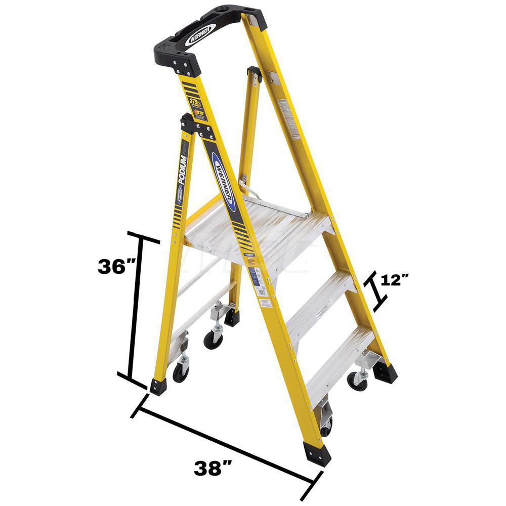 Werner 2 Step Fiberglass Foldable Step Ladder Type IAA 375 lb