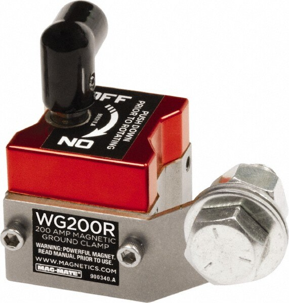 200 Amps Grounding Capacity, 2-3/4" High, Rare Earth Magnetic Welding & Fabrication Ground Clamp