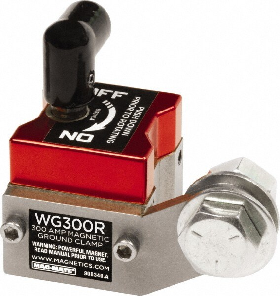 300 Amps Grounding Capacity, 2-3/4" High, Rare Earth Magnetic Welding & Fabrication Ground Clamp