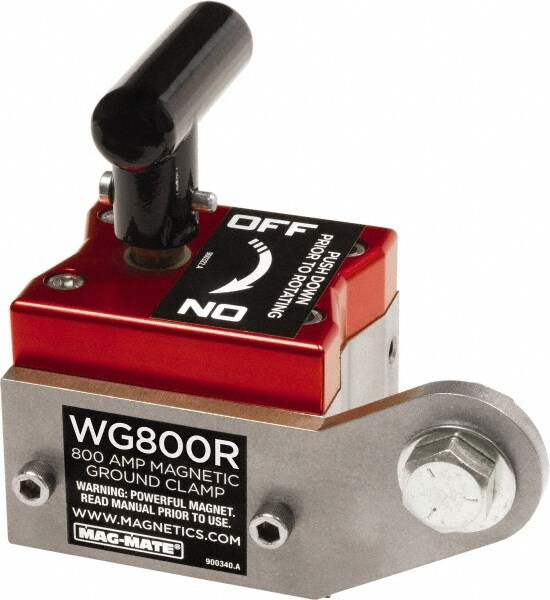 800 Amps Grounding Capacity, 4-5/8" High, Rare Earth Magnetic Welding & Fabrication Ground Clamp