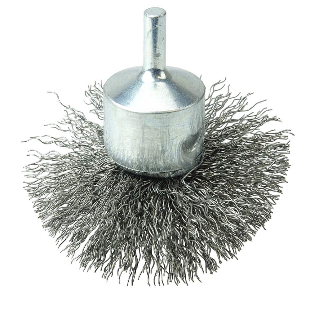 Weiler 10134 End Brushes: 3" Dia, Steel, Crimped Wire 