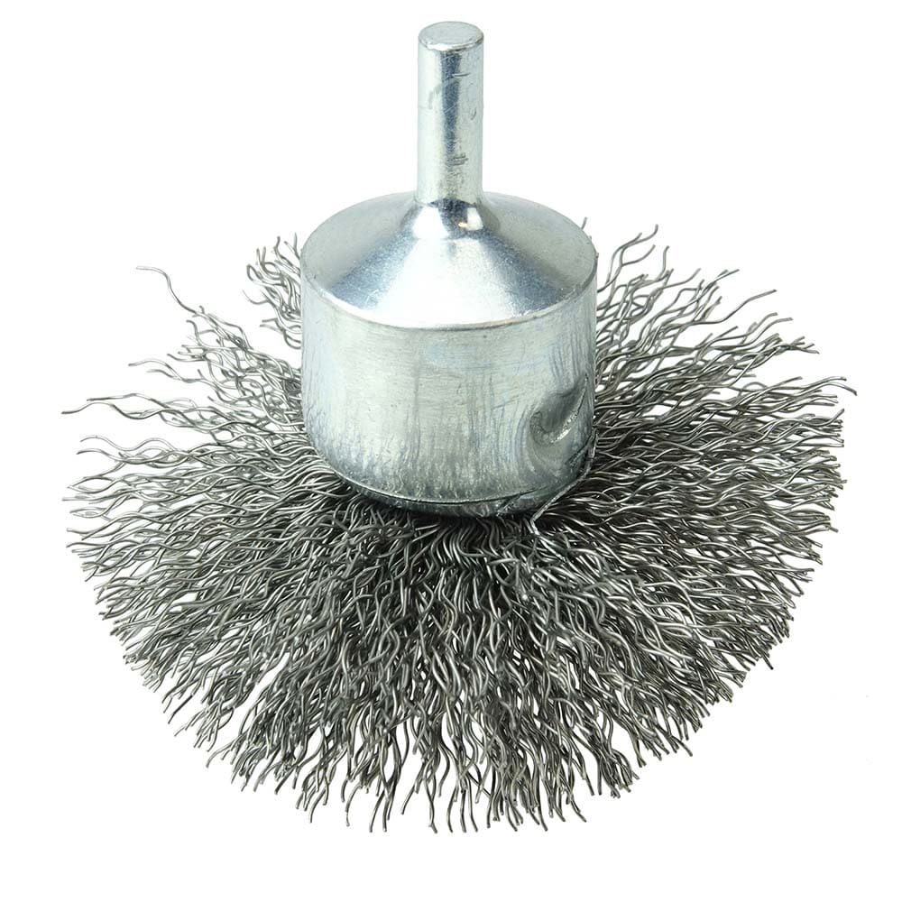 Weiler 10134 End Brushes: 3" Dia, Steel, Crimped Wire Image