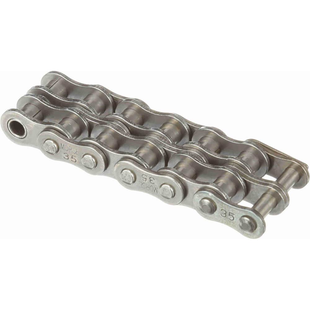 Morse 35-2R 10FT Roller Chain: Standard Riveted, 3/8" Pitch, 35-2 Trade, 10 Long, 2 Strand 
