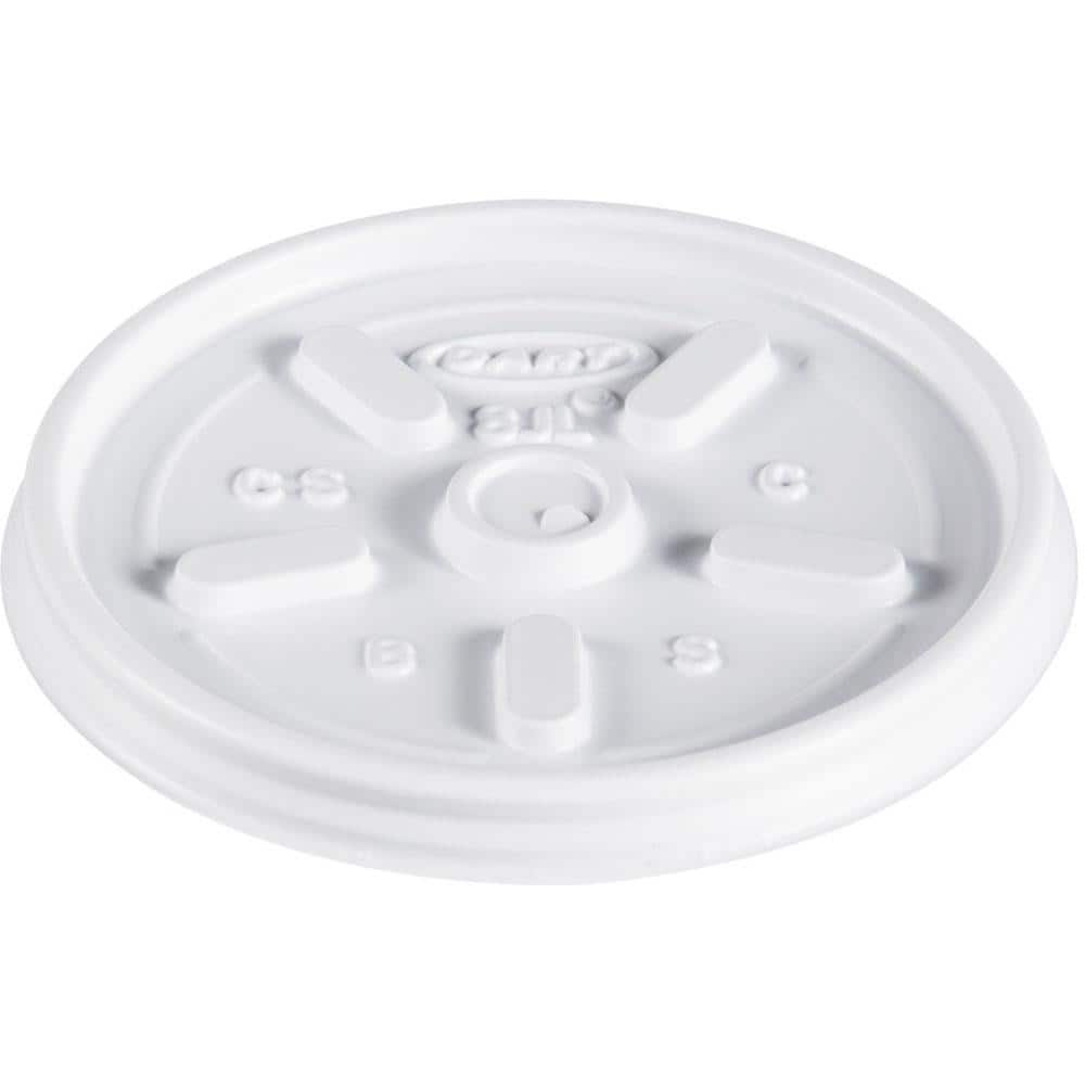 Dart DCC8JL Cup Lid: Fits 8 oz Hot & Cold Foam Cups, Dome, Polystyrene, 1,000 Pc, White 
