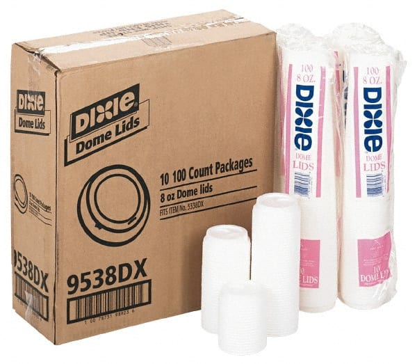 Dixie DXE9538DX Cup Lid: Fits 8 oz Hot Drink Cups, Dome, 1,000 Pc, White 