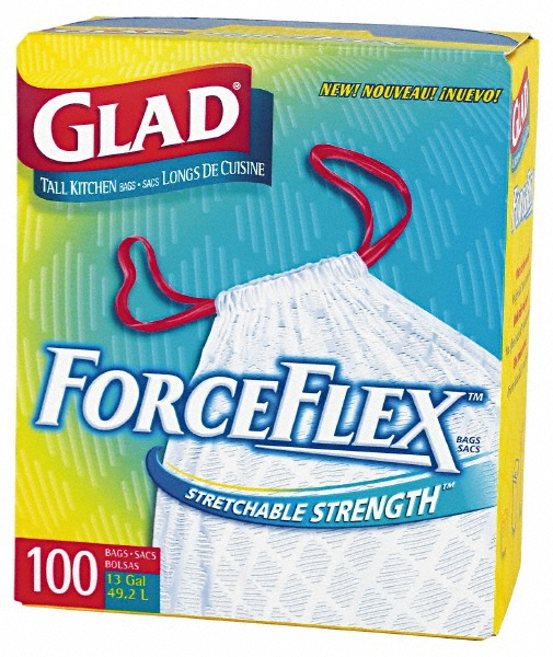 13GAL FLEX WHITE 100PK DRAWSTRNG TALL KITCHN BAG