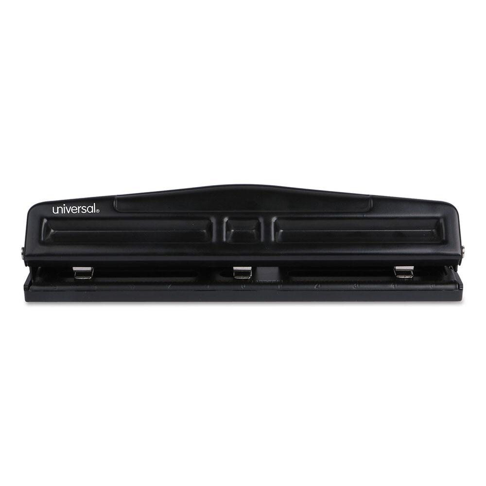 Paper Punches; Type: 12 Sheet  2 and 3-Hole Adjustable Punch ; Color: Black ; Hole Diameter: 0.2813in ; Material: Plastic ; Features: Removable chip tray ; Sheet Capacity: 12; 12