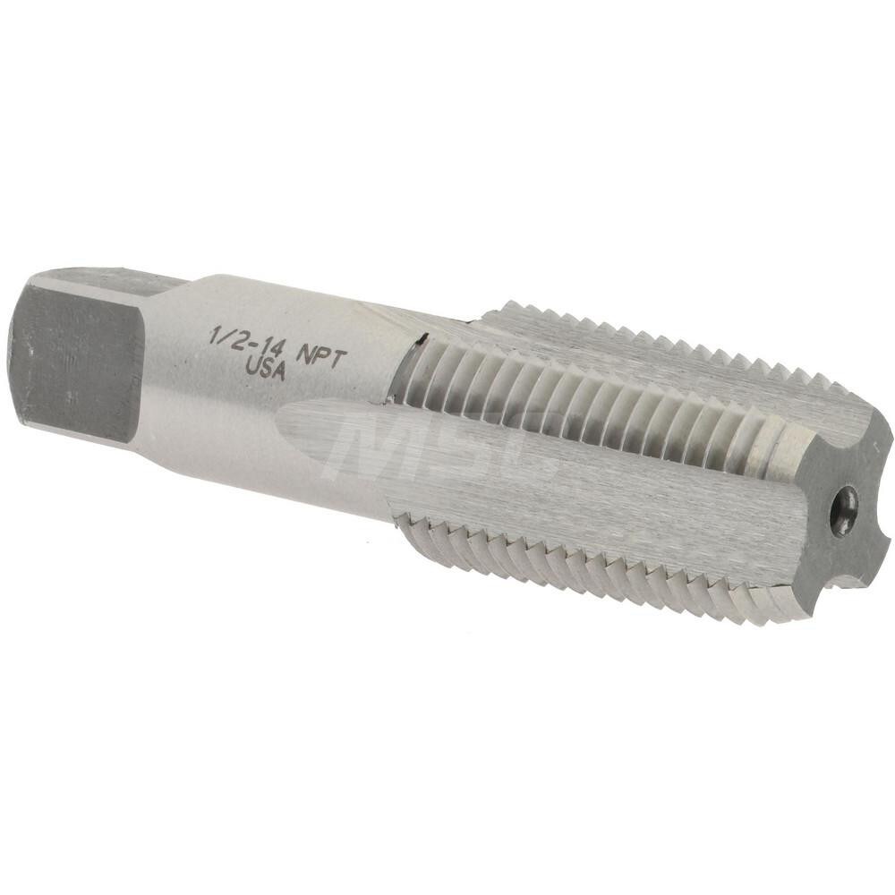 Standard Pipe Tap: 1/2-14, NPT, 4 Flutes, Carbon Steel, Bright/Uncoated