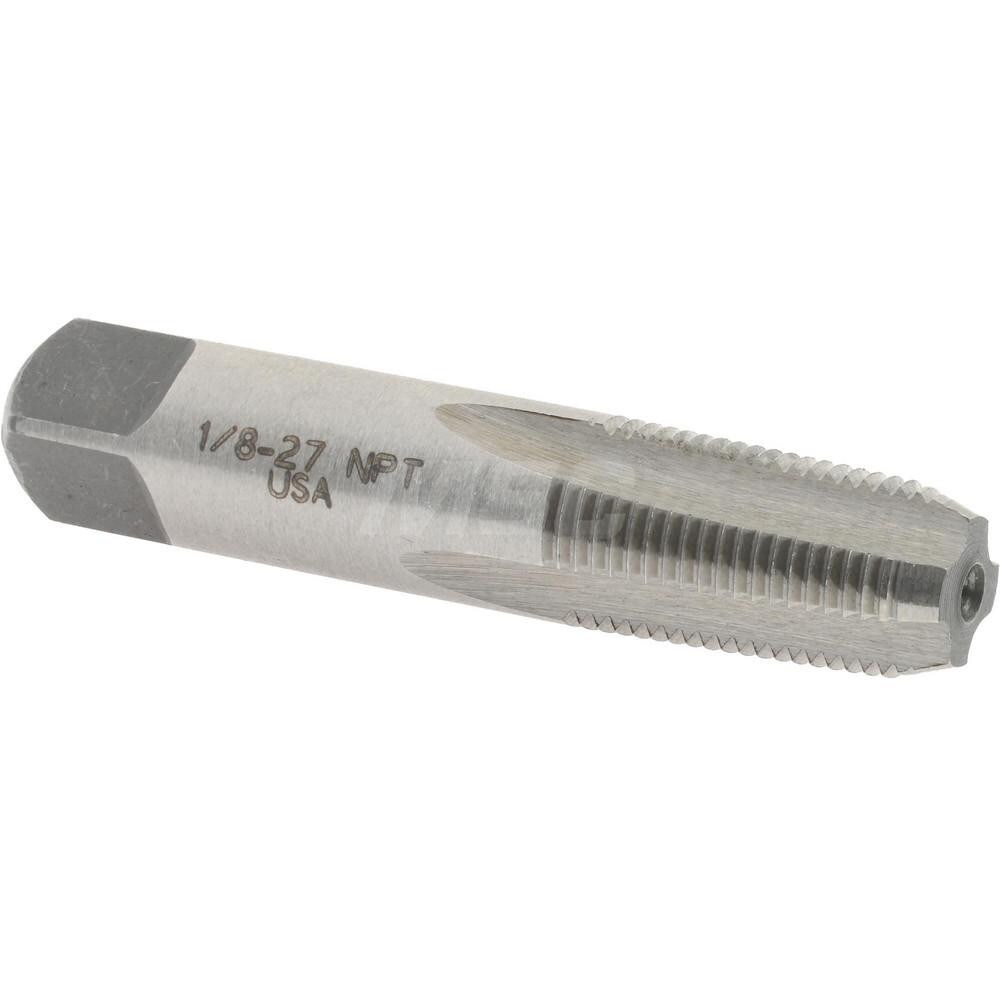 Standard Pipe Tap: 1/8-27, NPT, 4 Flutes, Carbon Steel, Bright/Uncoated
