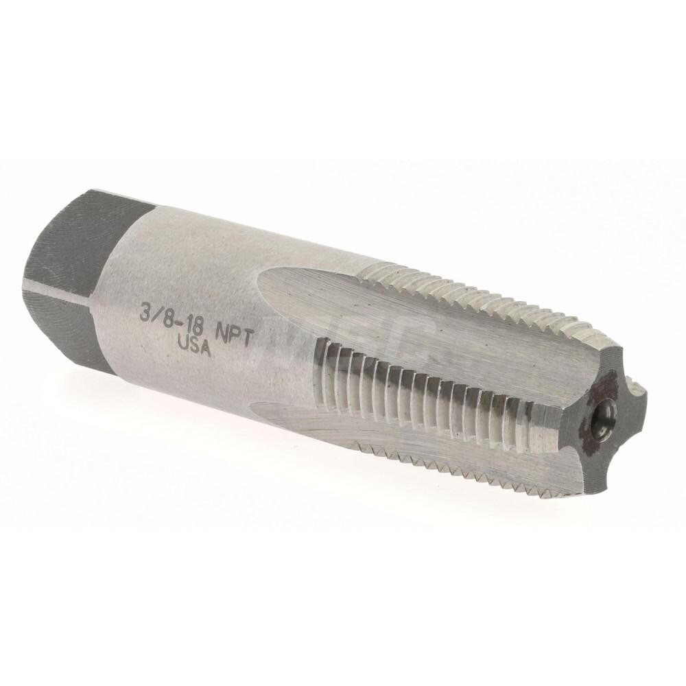 Standard Pipe Tap: 3/8-18, NPT, 4 Flutes, Carbon Steel, Bright/Uncoated