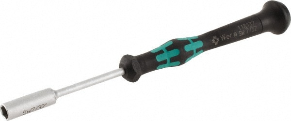 Precision Nut Driver: 7/32" Drive, Solid Shaft, Ergonomic Handle, 6-1/4" OAL