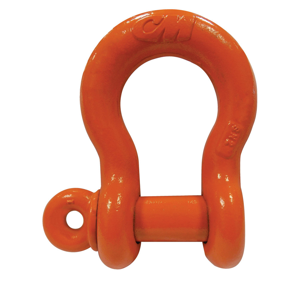 Anchor Shackle: Screw Pin, 17000.000 Working Load Limit - 1.4400" Inside Width, Carbon Steel, Powder Coated Finish