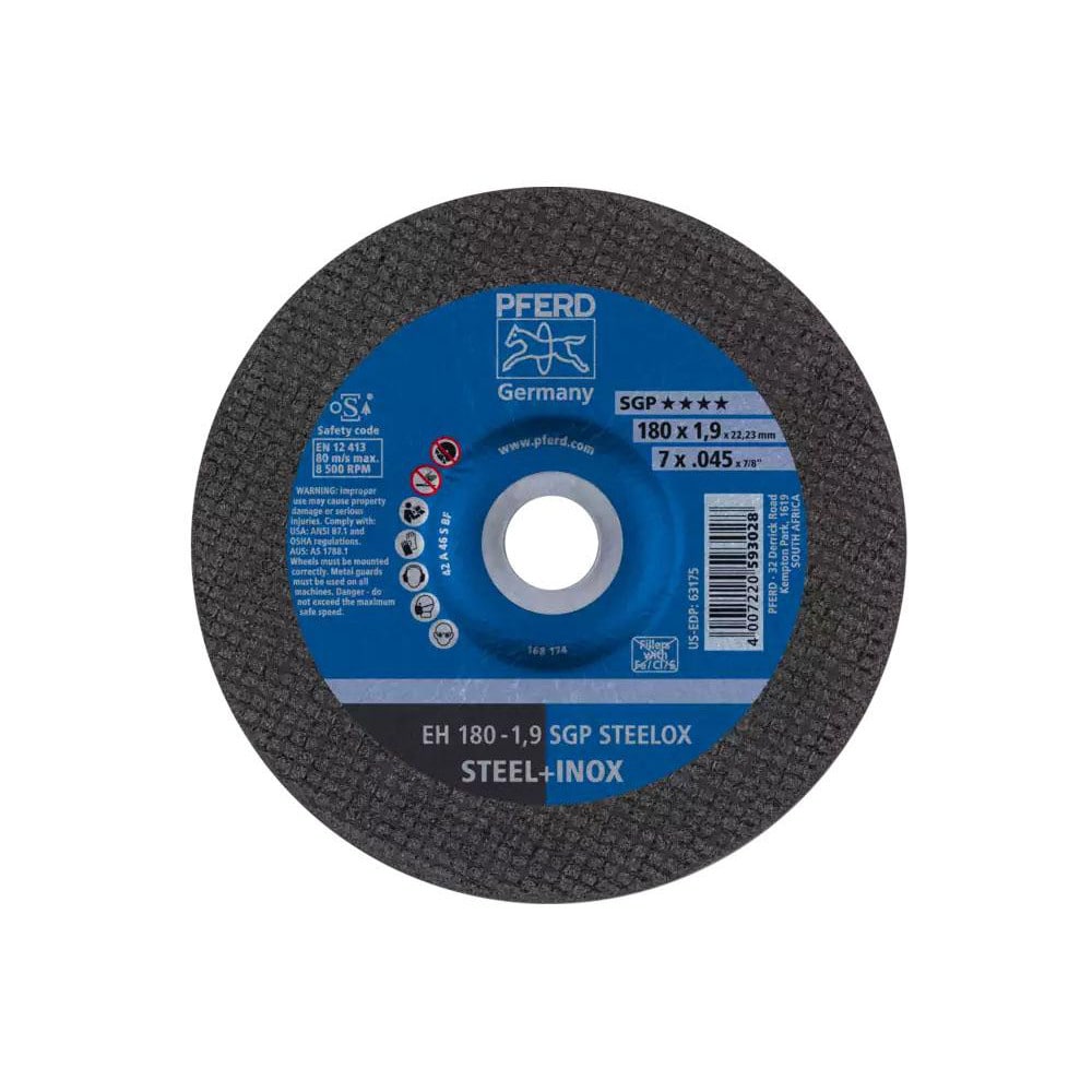 Depressed Center Wheel: Type 27, 4-1/2" Dia, 0.045" Thick, Aluminum Oxide