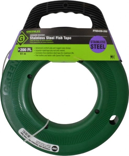 Greenlee FTSS438-200 200 Ft. Long x 1/8 Inch Wide, 0.045 Inch Thick, Stainless Steel Fish Tape 
