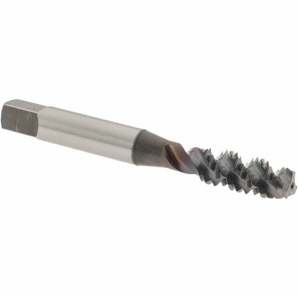 Spiral Flute Tap: 5/16-18 UNC, 3 Flutes, Plug, 3B Class of Fit, High Speed Steel, TICN Coated
