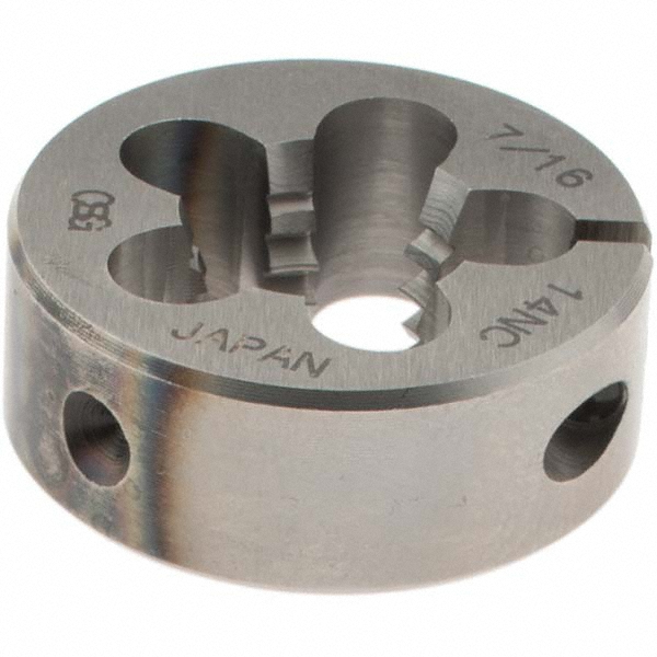 Round Die: 7/16-14, 1" OD, High Speed Steel