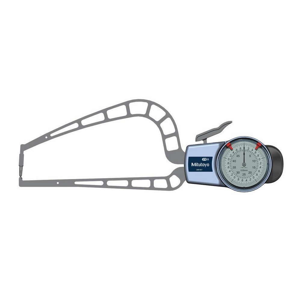 0 to 0.8", 0.0005" Graduation, 0.0015" Accuracy, Outside Dial Caliper Gage