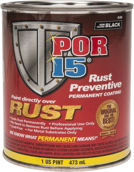 POR-15 45408 1 Pint, Semi Gloss Black, Rust Preventative Paint 