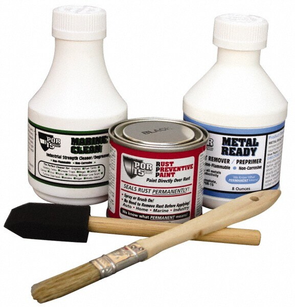 Automotive Fuel System & Restoration Kits; Type: Super Starter Kit ; Contents: (1) 4 oz. Black POR-15 Rust Preventive Paint; (1) 8 oz. Marine Clean; (1) 8 oz. Metal Ready; (1) Pair Gloves; (2) Brushes ; Number of Pieces: 6 ; PSC Code: 4910