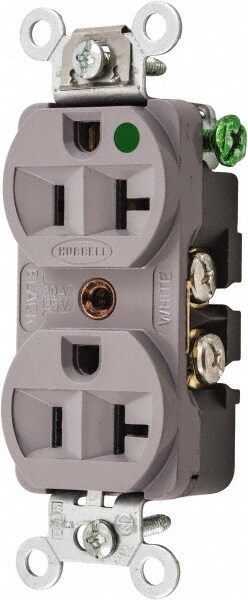 Straight Blade Duplex Receptacle: NEMA 5-20R, 20 Amps, Self-Grounding