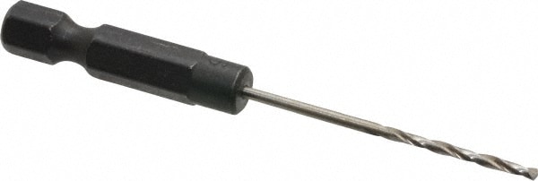 Mechanics Drill Bit: 1/16" Dia, 118 ° Point, High Speed Steel, Hex Shank, Split Point
